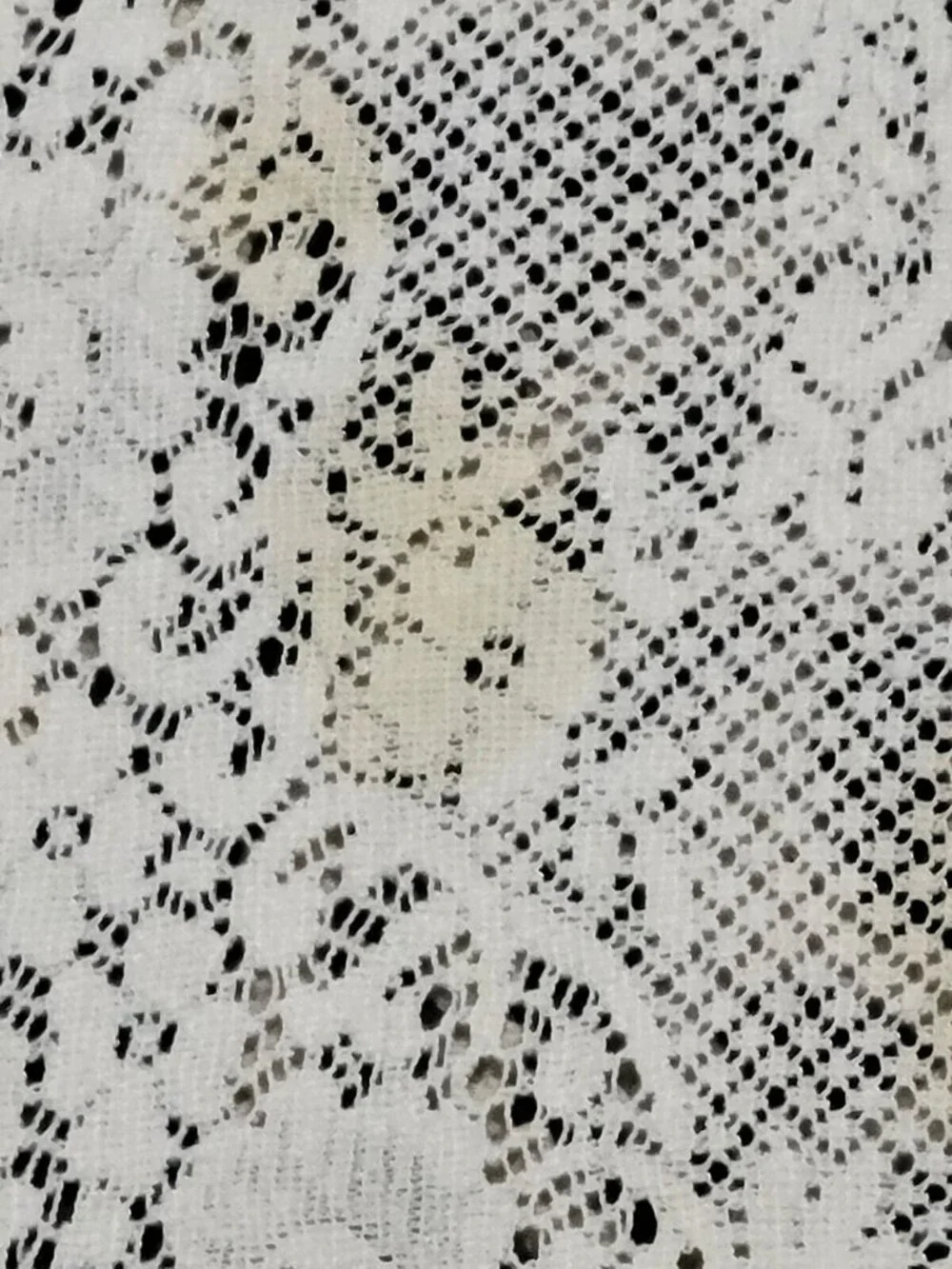 Ecru Lace TableclothPicot Edging Cottage Lacework 80x86 inch Vintage Staining